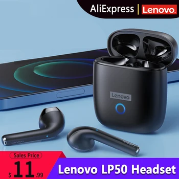 Lenovo LP50 TWS Bluetooth Слушалки Безжични Слушалки Спортна Детска Слушалки с Микрофон 9D Стерео Слушалки за Android и iOS