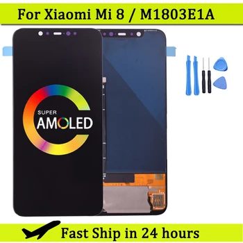 Super Amoled Дисплей За Xiaomi Mi 8 LCD Дисплей с 10 касаниями, Смяна на сензорен екран За MI8 Mi 8 Global M1803E1A, Част Дигитайзер