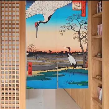 Завеса на вратата с кран в японски стил, рисувани Укие-ъ завеси Noren, веранда, спалня, Кухненска стена, Прозрачна Декорация на дома