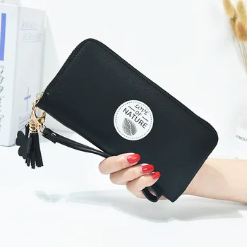 Луксозни модерни портмонета за жени 2022, дълъг чантата с анимационни принтом, монофонични клатч с цип, женски удобен портфейл за монети