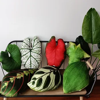 Възглавница с имитация на листа от тропически растения, мека мебел възглавница Philodendron Salian, която може да се пере в машина и да стреля на всички сезони