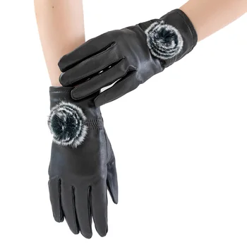 Дамски ръкавици с топла подплата от кожа заек рекс Maylofuer, дамски зимни ръкавици от овча кожа, ръкавици от естествена кожа, висококачествени ръкавици