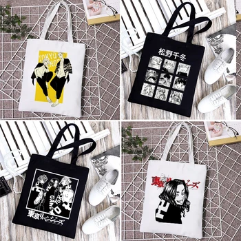 Чанта за пазаруване Tokyo Revengers, графична чанта-тоут, дамски чанти-купувач Ulzzang, забавен Еко-дамски холщовая чанта с голям капацитет 90-те години