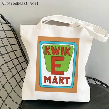 Kwik E Mart Simpsons Печатна Чанта за Поръчка на Harajuku, Женствена Чанта за Пазаруване, Холщовая чанта за Пазаруване, чанта за момичета, чанта-Тоут, Дамска Чанта на Рамото