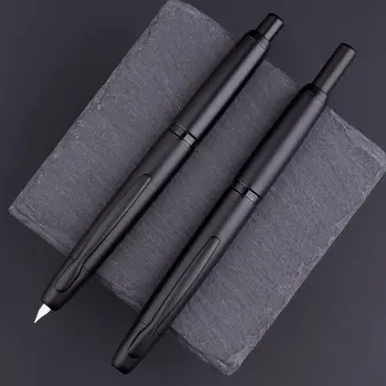 Писалка MAJOHN A1 Press с прибиращ се връх EF 0,4 мм, метални матова черна химикалка за писане, с конвертером, подаръци за студенти