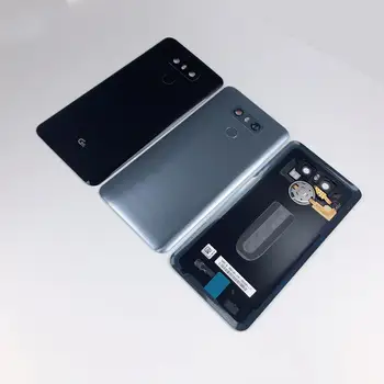 Оригинал За LG G6 LS993 US997 VS998 H870 H871 H872 H873 Задната със Стъклен Капак на Отделението за батерията на корпуса + Стъкло на Обектива на камерата Touch ID + Стикер