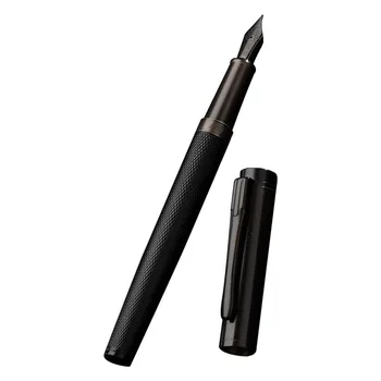 Hero Класическа метална писалка, титановая черна подарък дръжка с много тънък връх