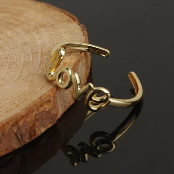 Златен пръстен за пръстите на краката с надпис Love, модерни елегантни прости пръстени за двойки, дамски пръстени с отваряне на формата на буквата, регулируем пръстен, подарък