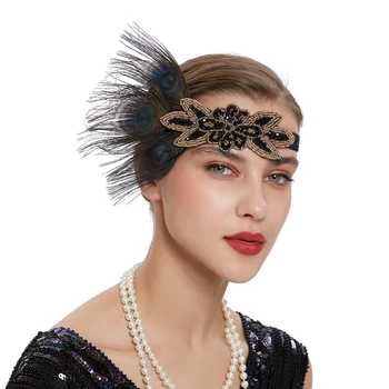 взривни модели 2019, диадема от павлиньих коса, ластикът за коса в ретро стил, ръчна работа, на тренировки с бисерной инкрустация, украсени с танцови аксесоари