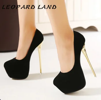 LEOPARD LAND /дамски обувки от 2021 г.; гладки обувки на висок ток 16 см; Суперсексуальные обувки-лодка с кръгло бомбе за клубни партита; дамски обувки-лодка CWF