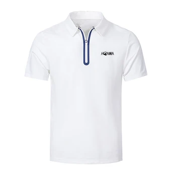 Нова лятна мъжка тениска за голф с къс ръкав, спортни дишаща бързосъхнеща, впитывающая пот, здрав, не се търкалят риза с къси ръкави