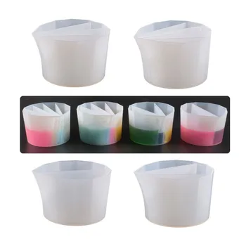 Прозрачни силиконови чаша за смесване на епоксидна смола Разпределителните чаша за епоксидна смола САМ UV Resin Color Mixing Cup Инструмент за бижута