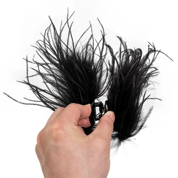 Черна модни шнола за коса от страусиных пера, Дамски аксесоари за коса от пера, шапки и пера за жени, прическа с нокти за коса
