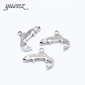 YuenZ 10 бр., очарователен метални висулки старинен сребърен цвят за направата на бижута, медальони във формата на риба 24*19 мм D795