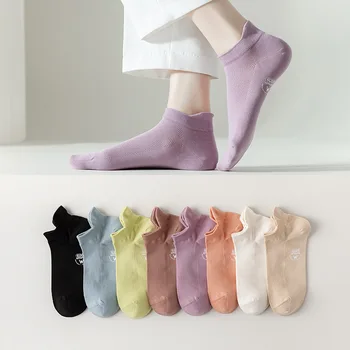 Дамски чорапи-лодки, летни тънки памучни чорапи, дезодоранти, дамски чорапи с двойна игла, обикновен универсален чорапи с фини чорапи