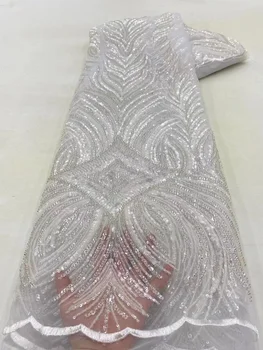 нигерийская лейси плат 2023, висококачествен африкански тюл, дантела материал на мрежата, дизайнерско сватбена рокля с пайети, за ограничен период от време