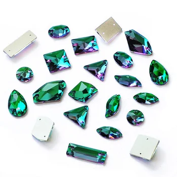 Смарагд sew кристали ръчно изработени Изделия Кристали Зелени Аксесоари за шиене на дрехи със собствените си ръце Стъклени Камъни за украса на рокли