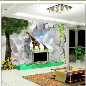 wellyu, обичай мащабни стенописи, модерен 3D стереоскопични природа, ТЕЛЕВИЗИЯ-на фона на тапети papel de parede para quarto