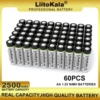 60PCS Liitokala 1.2 V AA 2500mAh Ni-MH Bateria 