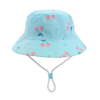 Детска шапка с цвете череши, лятна шапка за малки момичета, памучен шапка за деца, детска шапка от слънцето, детска шапка с лък, детска шапка от слънцето за годишни момичета