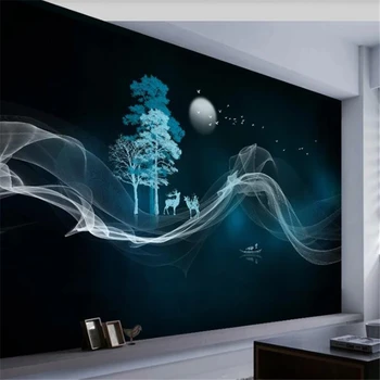 голям художник wellyu по поръчка със съвременен модерен светлина, луксозни линия на ръчно рисувани, пейзаж, на фона на стената с горски лосем