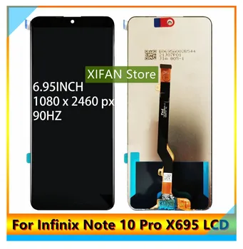 Оригинални LCD дисплей за INFINIX Note 10 Pro X695/Note 10 Pro NFC X695C LCD дисплей с рамка Сензорен екран дигитайзер в събирането на
