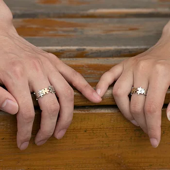 Творчески пръстените-пъзели, сладки регулируеми пръстени за двойката, бижута с емайл, откриващи дрехи за пръсти, Подарък за Свети Валентин за влюбените
