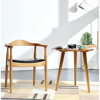 Офис Ресторант Дървени столове за хранене; черна опора за гърба; Четене за медитация; Кожен стол за релакс; японска мебели Fauteuil