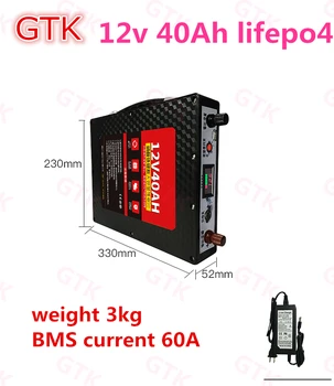 GTK 12V 13,2 V 14,6 V 40Ah 60Ah 80Ah Lifepo4 батерия за преносим калъф висок капацитет за къмпинг на колела за възстановяване на външния източник на захранване, и т.н.