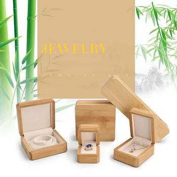 Ковчег за бижута от бамбуково дърво, пръстен, колие, кутия за събиране на семена, зърно, Подарък за опаковане калъф за бижута с луксозен интериор
