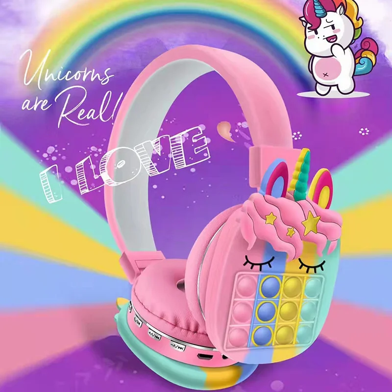 Rainbow unicorn, безжични Bluetooth слушалки, мультяшная creative слушалки, балон, играчка за облекчаване на стреса при възрастните, Декомпрессионная играчка